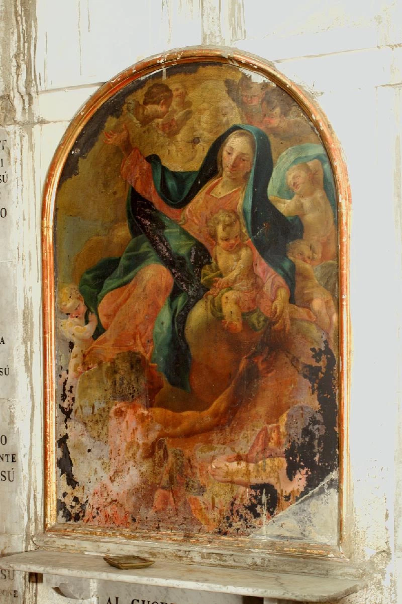 Madonna delle grazie in olio su ardesia